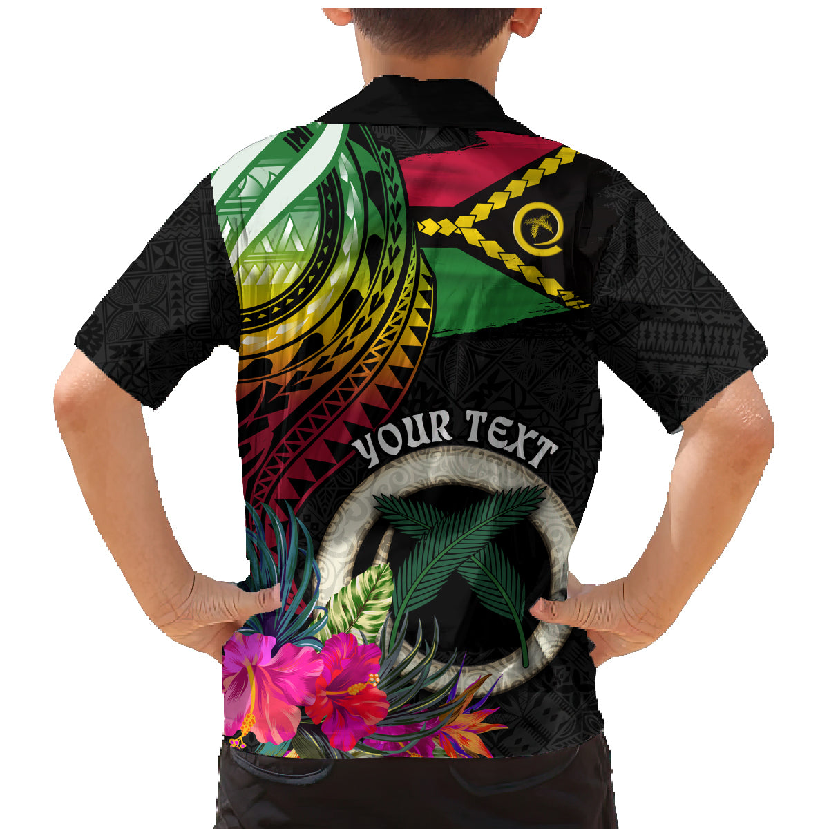 Vanuatu 44th Anniversary Family Matching Mermaid Dress and Hawaiian Shirt Boars Tusk Tugeta Yumi Selebretem Indipendens Dei