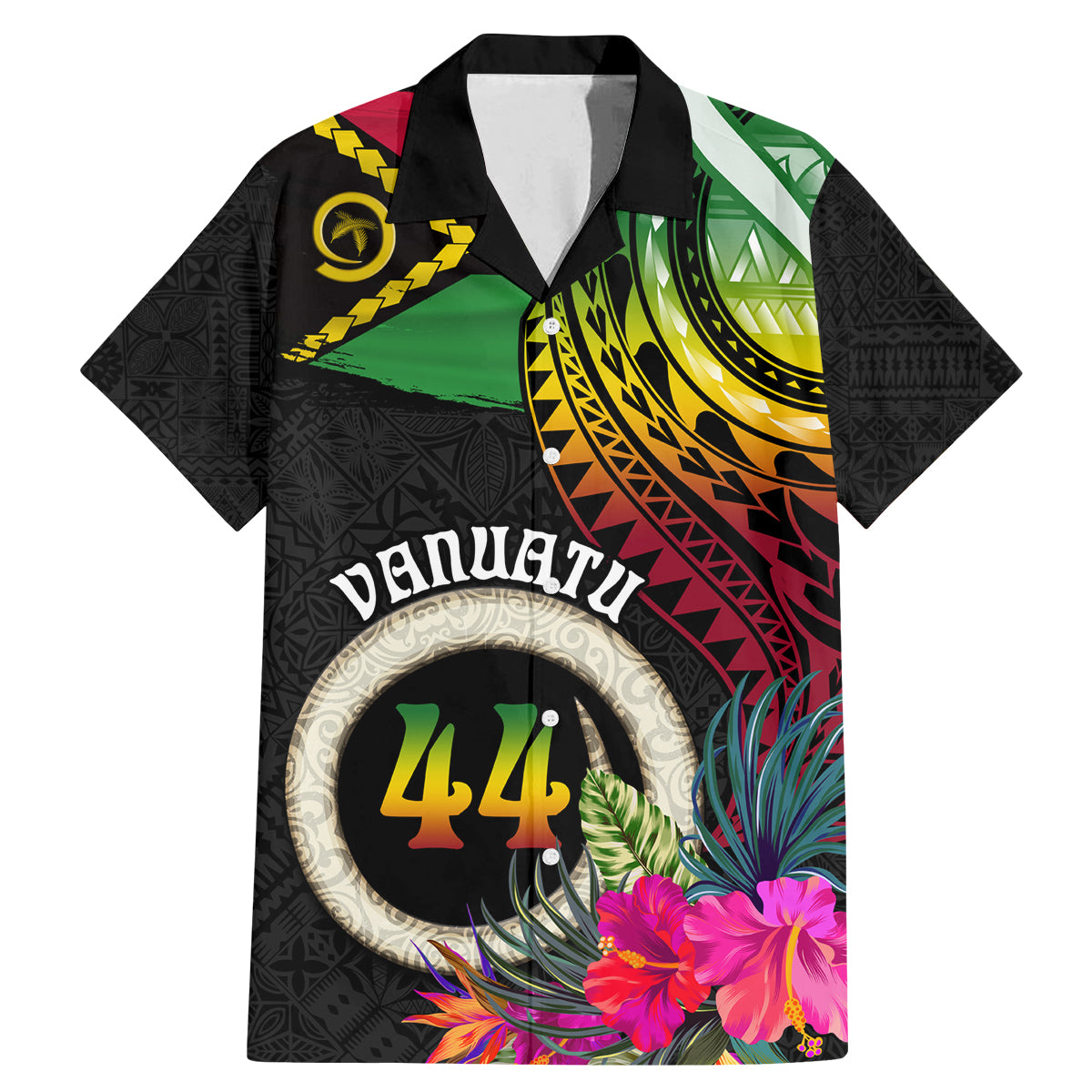 Vanuatu 44th Anniversary Family Matching Mermaid Dress and Hawaiian Shirt Boars Tusk Tugeta Yumi Selebretem Indipendens Dei