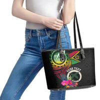 Personalised Vanuatu 44th Anniversary Leather Tote Bag Boars Tusk Tugeta Yumi Selebretem Indipendens Dei LT03 - Polynesian Pride