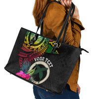Personalised Vanuatu 44th Anniversary Leather Tote Bag Boars Tusk Tugeta Yumi Selebretem Indipendens Dei LT03 - Polynesian Pride