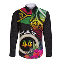 Vanuatu 44th Anniversary Long Sleeve Button Shirt Boars Tusk Tugeta Yumi Selebretem Indipendens Dei