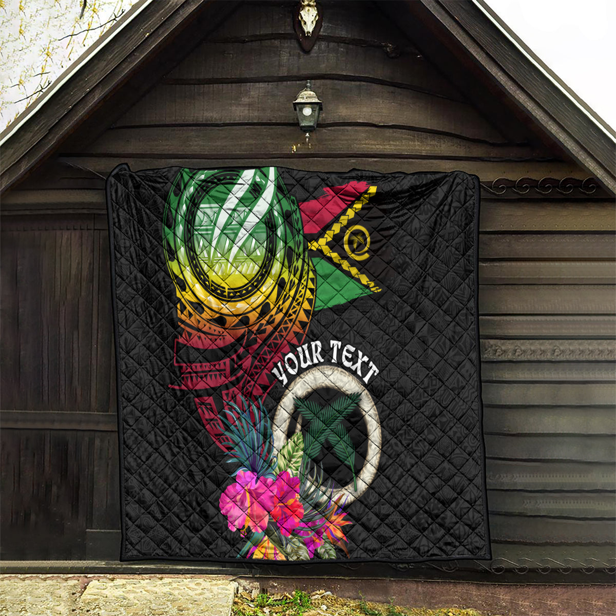 Vanuatu 44th Anniversary Quilt Boars Tusk Tugeta Yumi Selebretem Indipendens Dei