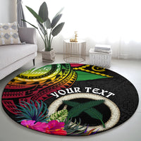 Personalised Vanuatu 44th Anniversary Round Carpet Boars Tusk Tugeta Yumi Selebretem Indipendens Dei LT03 - Polynesian Pride