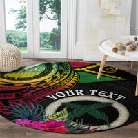 Personalised Vanuatu 44th Anniversary Round Carpet Boars Tusk Tugeta Yumi Selebretem Indipendens Dei LT03 - Polynesian Pride
