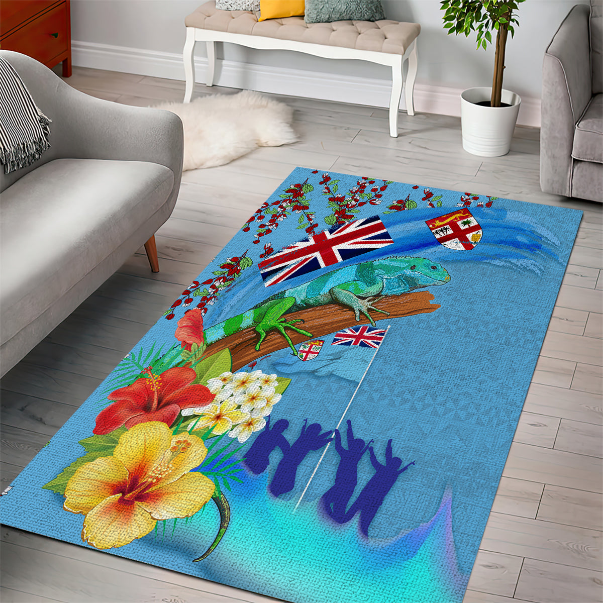 Fiji Day Area Rug Tagimoucia Flower and Melanesia Pattern