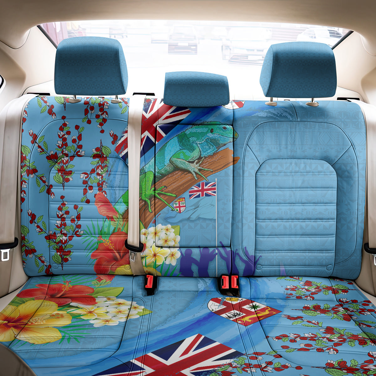 Fiji Day Back Car Seat Cover Tagimoucia Flower and Melanesia Pattern LT03
