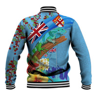 Fiji Day Baseball Jacket Tagimoucia Flower and Melanesia Pattern