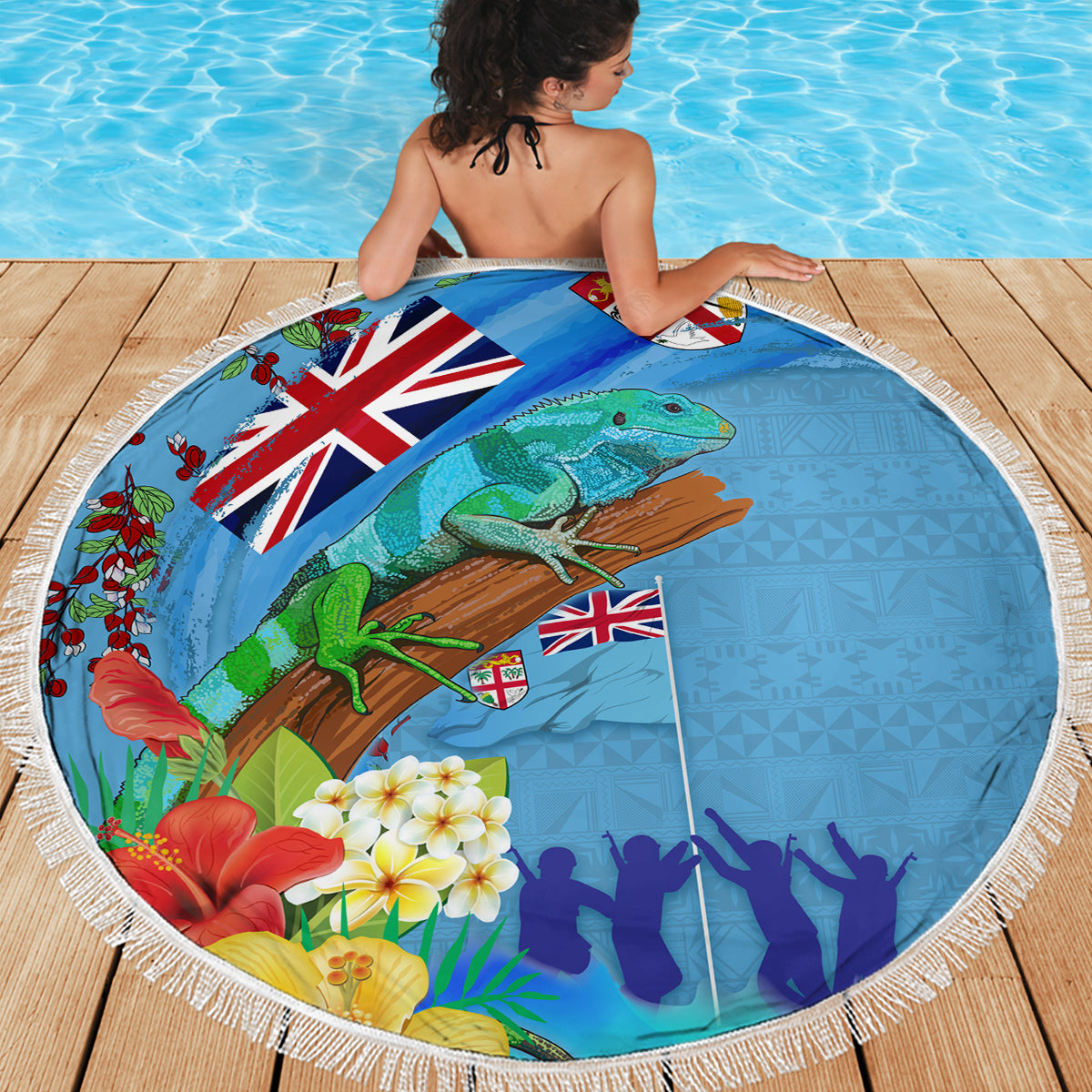 Fiji Day Beach Blanket Tagimoucia Flower and Melanesia Pattern LT03 - Polynesian Pride
