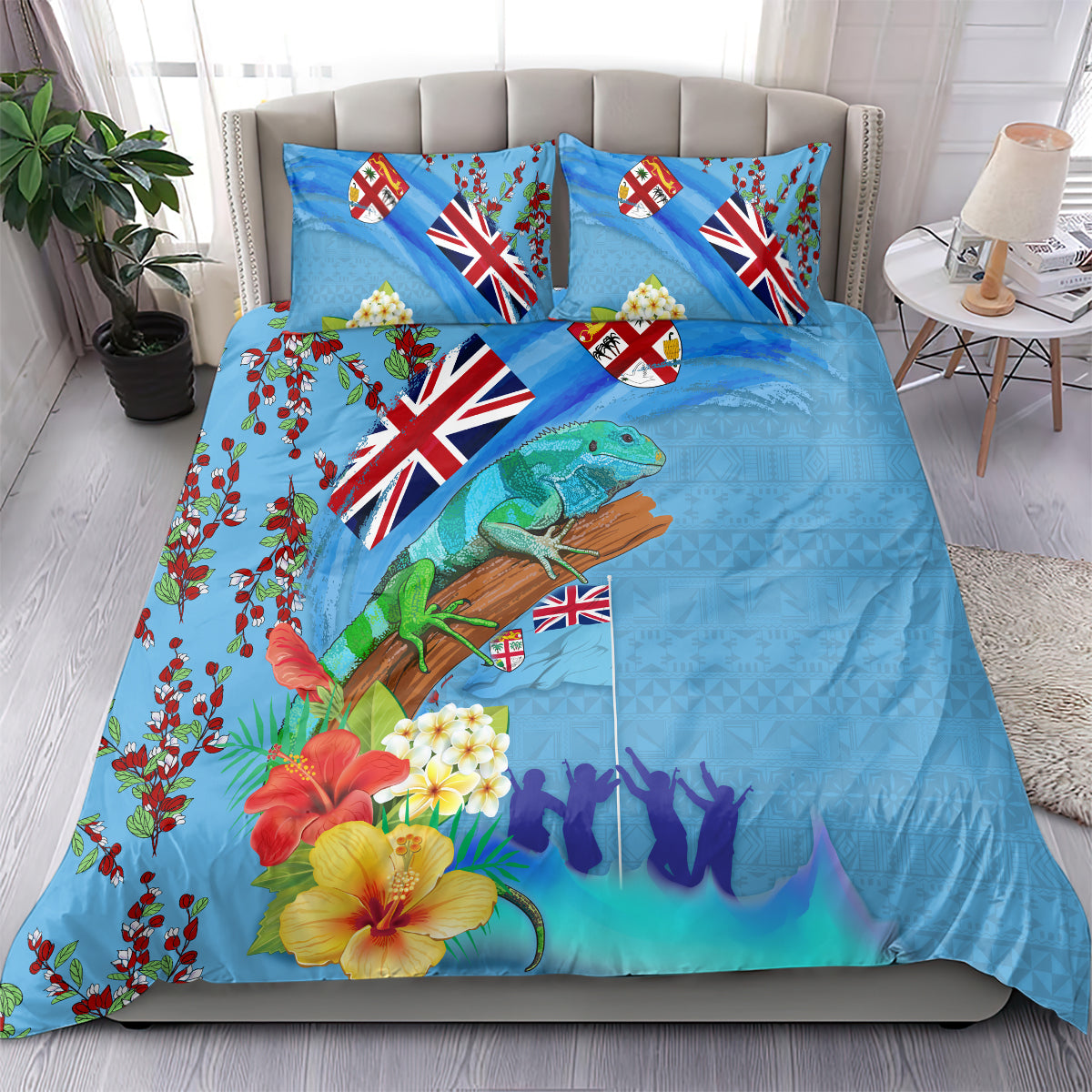 Fiji Day Bedding Set Tagimoucia Flower and Melanesia Pattern