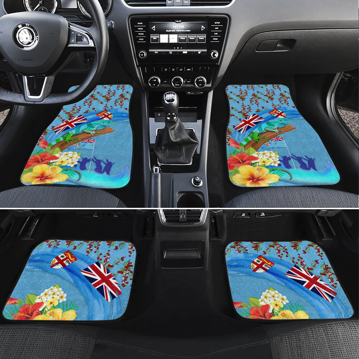Fiji Day Car Mats Tagimoucia Flower and Melanesia Pattern LT03 Set 4pcs Blue - Polynesian Pride