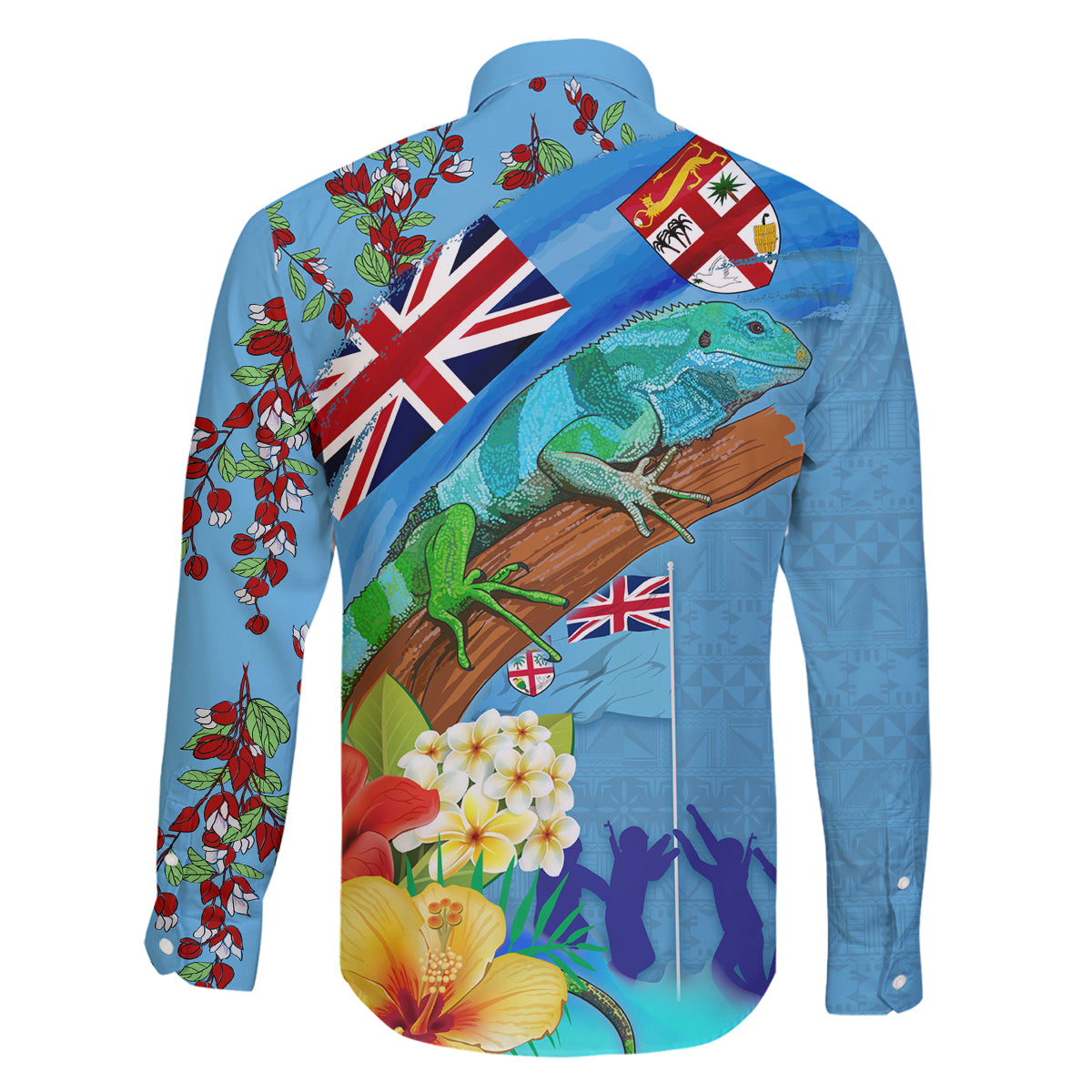 Fiji Day Family Matching Long Sleeve Bodycon Dress and Hawaiian Shirt Tagimoucia Flower and Melanesia Pattern LT03 - Polynesian Pride