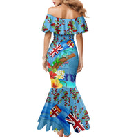 Fiji Day Family Matching Mermaid Dress and Hawaiian Shirt Tagimoucia Flower and Melanesia Pattern