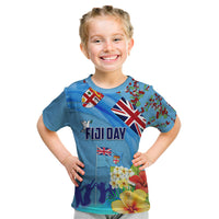 Fiji Day Kid T Shirt Tagimoucia Flower and Melanesia Pattern