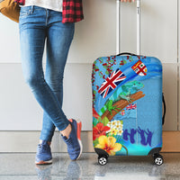 Fiji Day Luggage Cover Tagimoucia Flower and Melanesia Pattern