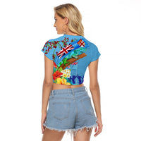 Fiji Day Raglan Cropped T Shirt Tagimoucia Flower and Melanesia Pattern