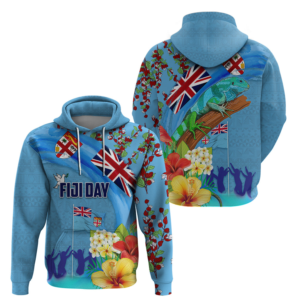 Fiji Day Zip Hoodie Tagimoucia Flower and Melanesia Pattern
