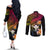 Polynesia Hawaii Turtle Day Couples Matching Off The Shoulder Long Sleeve Dress and Long Sleeve Button Shirt Hibiscus and Kanaka Maoli