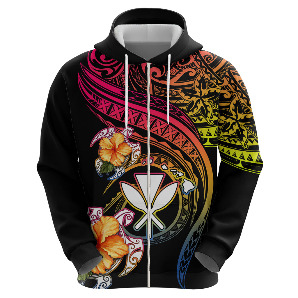 Polynesia Hawaii Turtle Day Hoodie Hibiscus and Kanaka Maoli