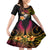 Polynesia Hawaii Turtle Day Kid Short Sleeve Dress Hibiscus and Kanaka Maoli