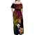 Polynesia Hawaii Turtle Day Off Shoulder Maxi Dress Hibiscus and Kanaka Maoli