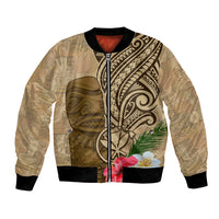 Hawaii Kanaloa Tiki Bomber Jacket Polynesian Tattoo and Tapa Pattern