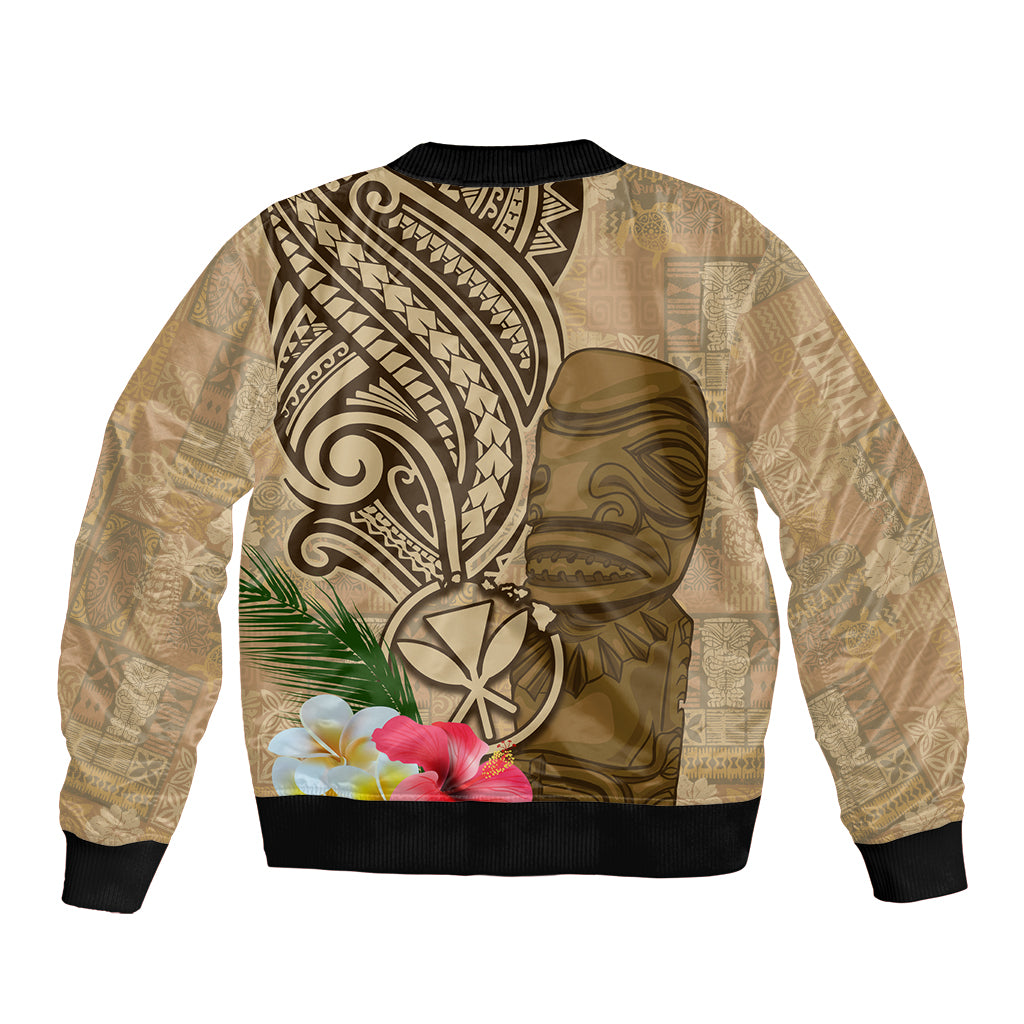 Hawaii Kanaloa Tiki Bomber Jacket Polynesian Tattoo and Tapa Pattern