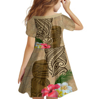 Hawaii Kanaloa Tiki Family Matching Long Sleeve Bodycon Dress and Hawaiian Shirt Polynesian Tattoo and Tapa Pattern LT03 - Polynesian Pride