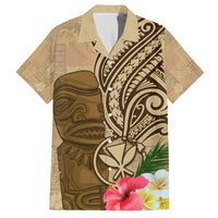 Hawaii Kanaloa Tiki Family Matching Off Shoulder Short Dress and Hawaiian Shirt Polynesian Tattoo and Tapa Pattern