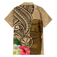 Hawaii Kanaloa Tiki Family Matching Off Shoulder Short Dress and Hawaiian Shirt Polynesian Tattoo and Tapa Pattern
