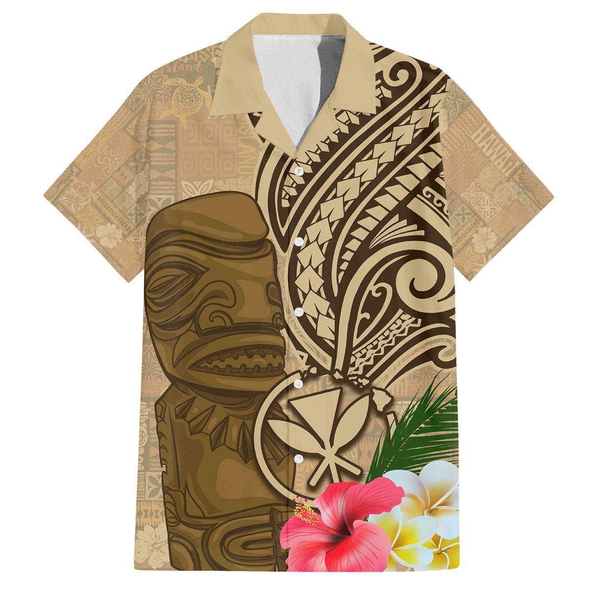 Hawaii Kanaloa Tiki Family Matching Puletasi and Hawaiian Shirt Polynesian Tattoo and Tapa Pattern
