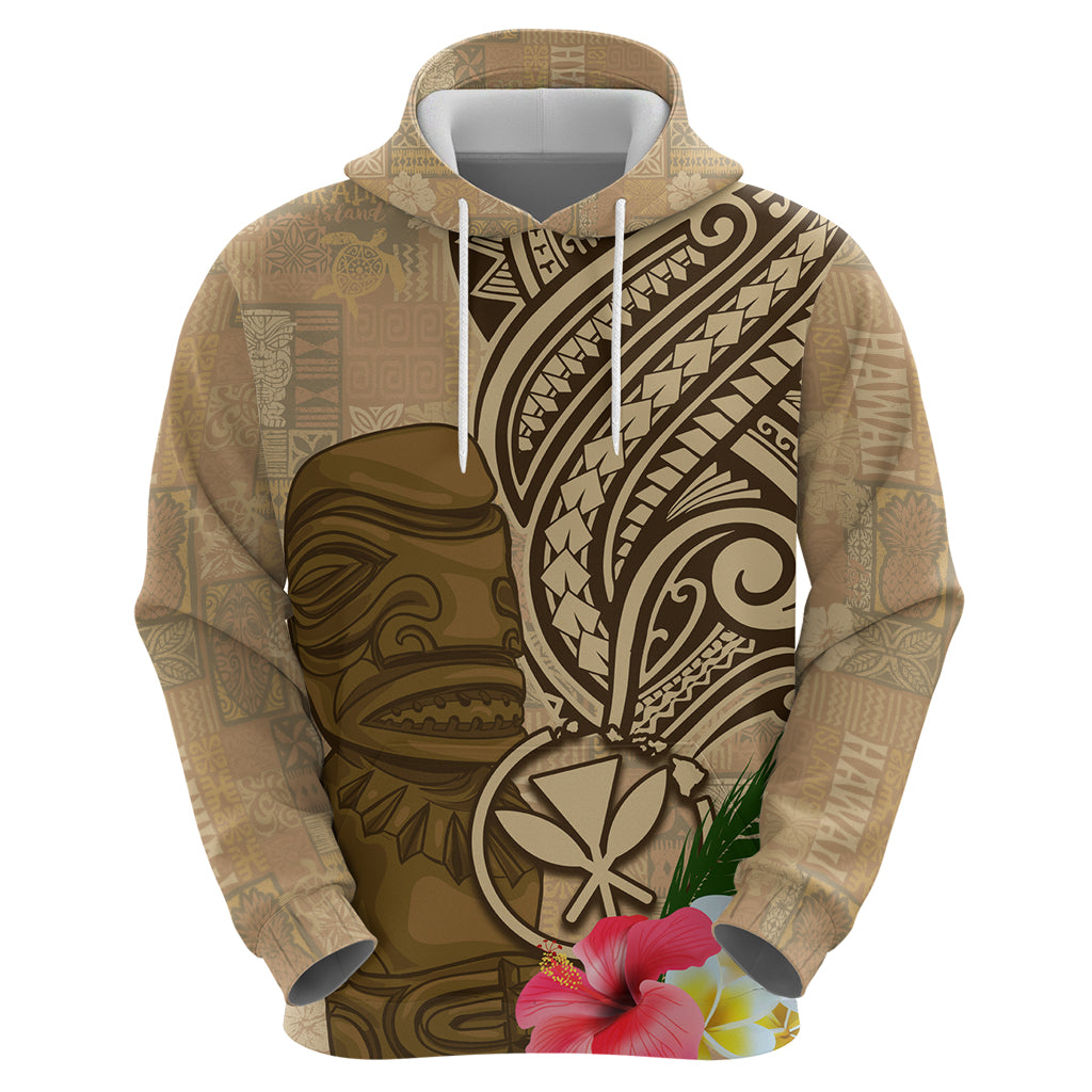 Hawaii Kanaloa Tiki Hoodie Polynesian Tattoo and Tapa Pattern