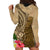 Hawaii Kanaloa Tiki Hoodie Dress Polynesian Tattoo and Tapa Pattern