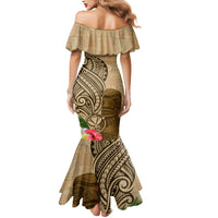 Hawaii Kanaloa Tiki Mermaid Dress Polynesian Tattoo and Tapa Pattern
