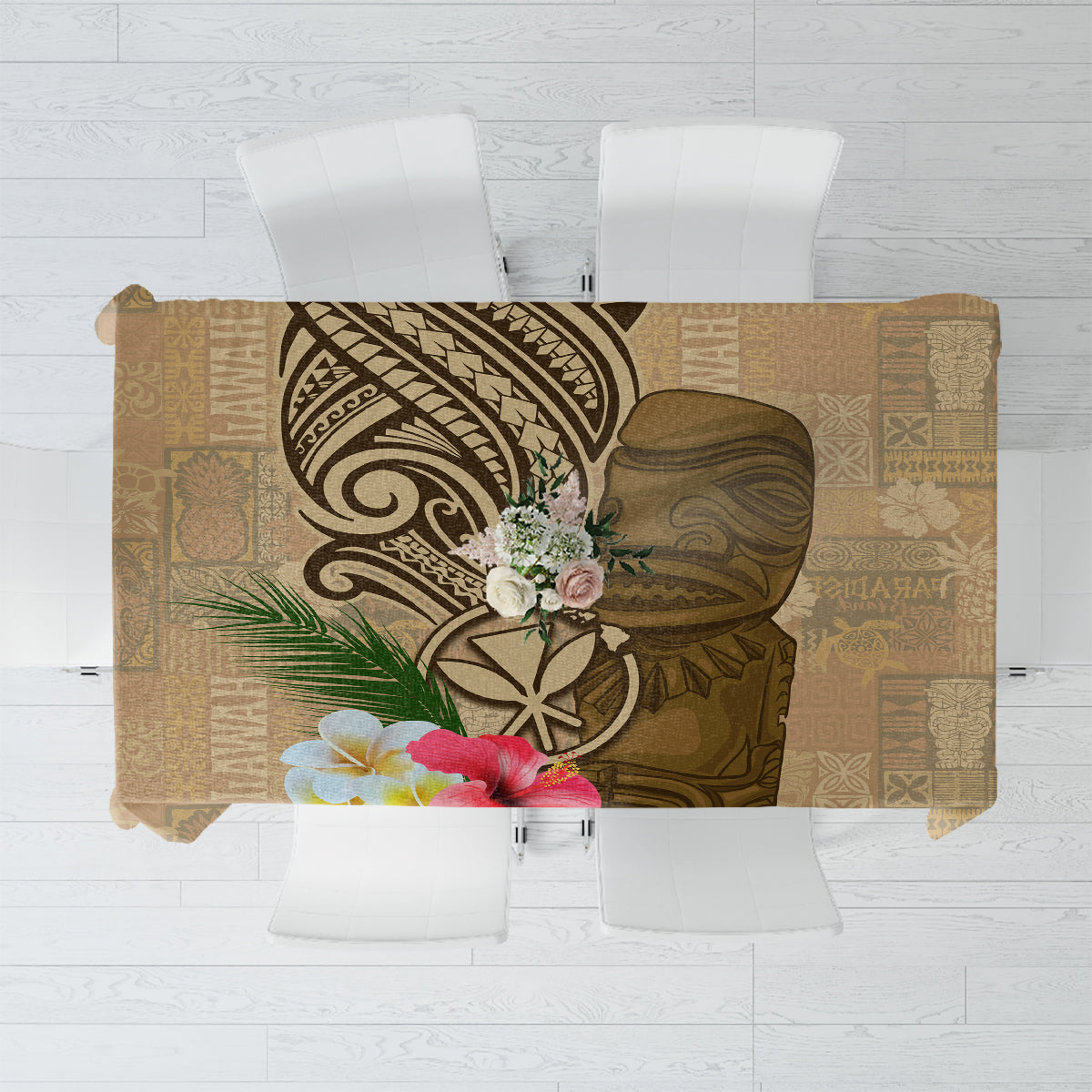 Hawaii Kanaloa Tiki Tablecloth Polynesian Tattoo and Tapa Pattern