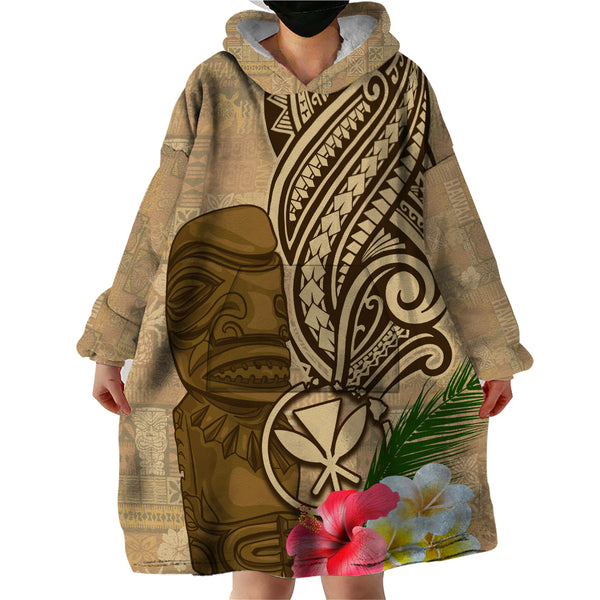 Hawaii Polynesian Hoodie White Tiki Masks Hawaiian LT13 main image 1