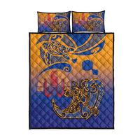 Hawaiki Nui Va'a Solo French Polynesia Quilt Bed Set Sunset Color