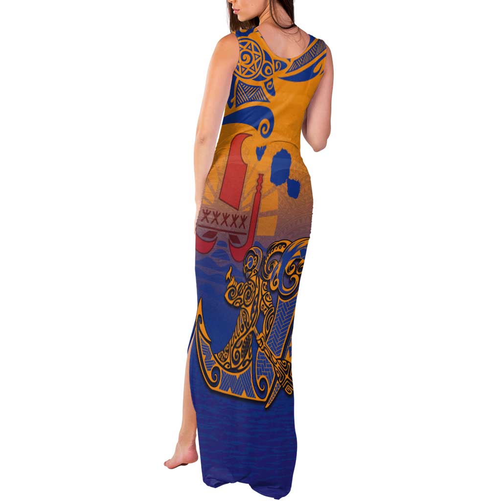 Hawaiki Nui Va'a Solo French Polynesia Tank Maxi Dress Sunset Color