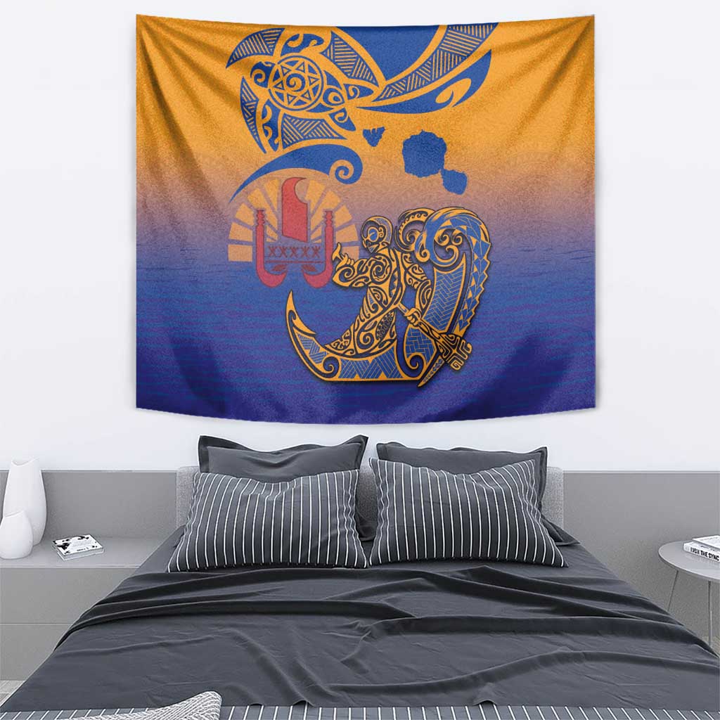 Hawaiki Nui Va'a Solo French Polynesia Tapestry Sunset Color