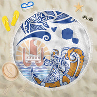 Hawaiki Nui Va'a Solo French Polynesia Beach Blanket Blue Color