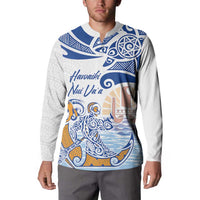 Hawaiki Nui Va'a Solo French Polynesia Button Sweatshirt Blue Color