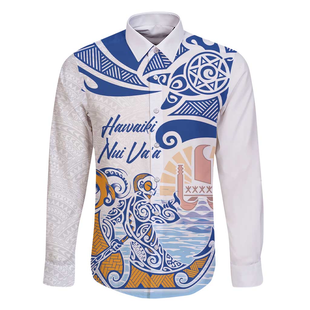 Hawaiki Nui Va'a Solo French Polynesia Family Matching Short Sleeve Bodycon Dress and Hawaiian Shirt Blue Color