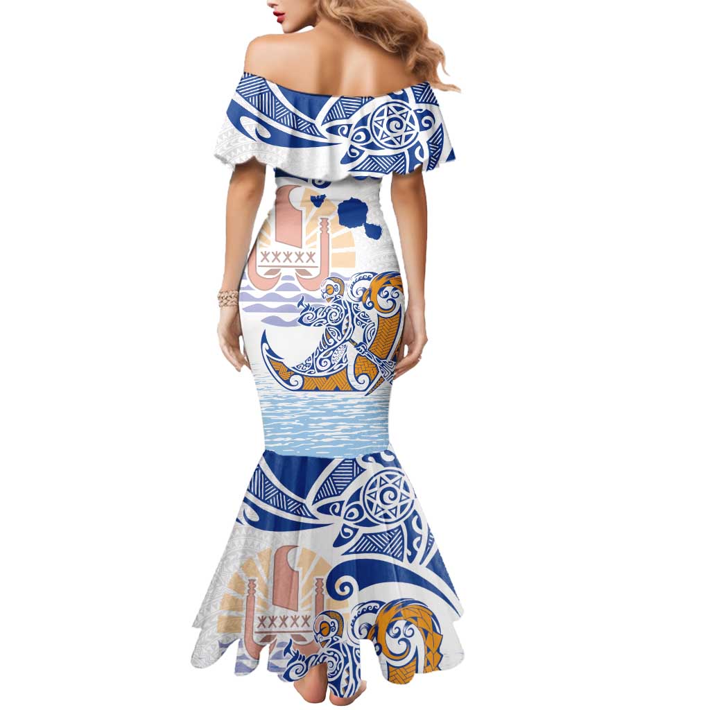 Hawaiki Nui Va'a Solo French Polynesia Mermaid Dress Blue Color