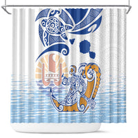 Hawaiki Nui Va'a Solo French Polynesia Shower Curtain Blue Color