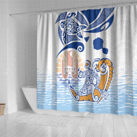 Hawaiki Nui Va'a Solo French Polynesia Shower Curtain Blue Color