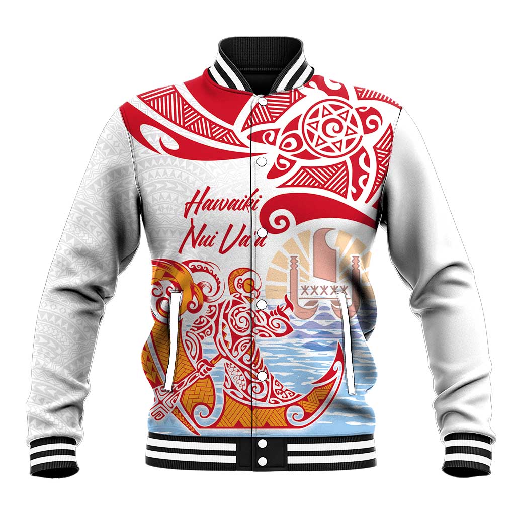 Hawaiki Nui Va'a Solo French Polynesia Baseball Jacket Red Color