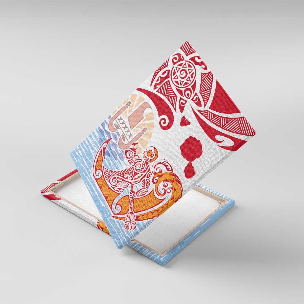 Hawaiki Nui Va'a Solo French Polynesia Canvas Wall Art Red Color