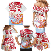 Hawaiki Nui Va'a Solo French Polynesia Family Matching Mermaid Dress and Hawaiian Shirt Red Color