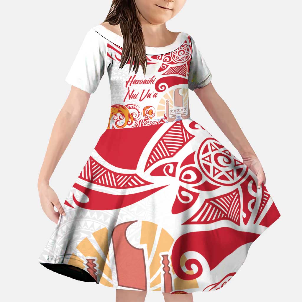 Hawaiki Nui Va'a Solo French Polynesia Family Matching Off Shoulder Maxi Dress and Hawaiian Shirt Red Color