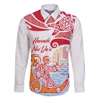 Hawaiki Nui Va'a Solo French Polynesia Family Matching Off Shoulder Short Dress and Hawaiian Shirt Red Color