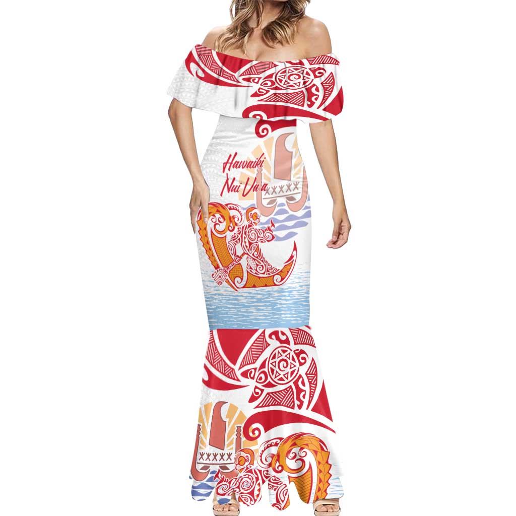 Hawaiki Nui Va'a Solo French Polynesia Mermaid Dress Red Color